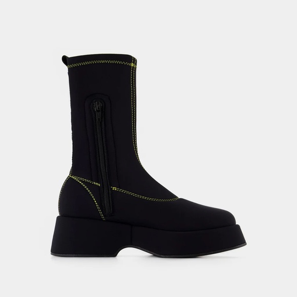 Black Ganni Platform Ankle Boot 7 - Picture 3 of 8